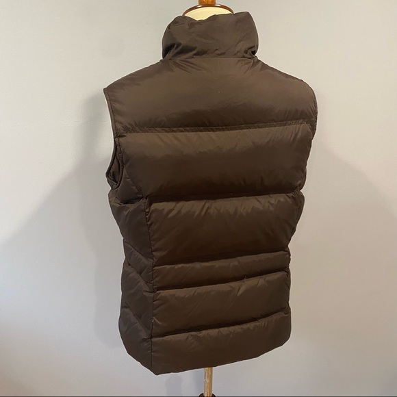 Lands End Women’s Dark Brown 80% Down 20% Feathers Puffer Vest Snap Closure - Picture 2 of 7